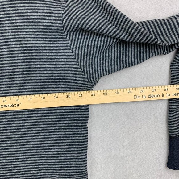 Vtg LL Bean Mens Shirt Large Blue Gray Striped Henley River Driver Double Layer - Picture 4 of 6